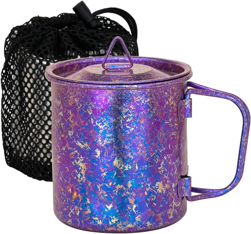 TiTo Titanium Cup with Lid, Ultralight Portable 300ml Camping Tea Coffee Water Mug for Outdoor Backpacking Hiking