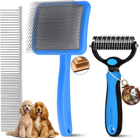 Large Dog Slicker Brush for Goldendoodles, Poodles - 3 in 1 Grooming