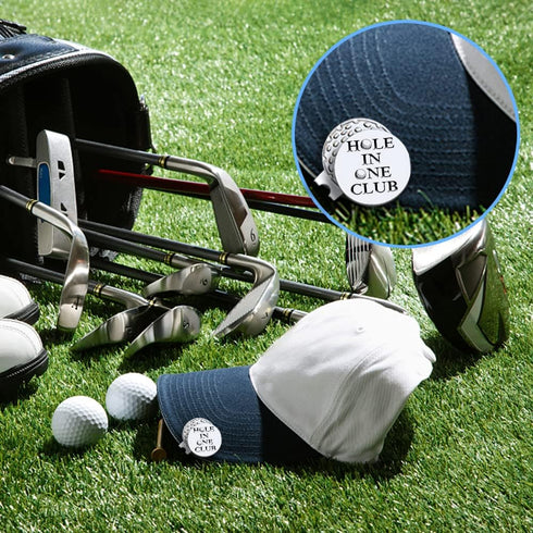 Hole in One Club Golf Ball Marker with Magnetic Hat Clip, Funny Gift for Men and Women Golfers