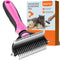 MalsiPree Pet Grooming Brush, 2 in 1 Deshedding Tool & Dematting Rake for Dogs/Cats, Reduces Shedding by 95%