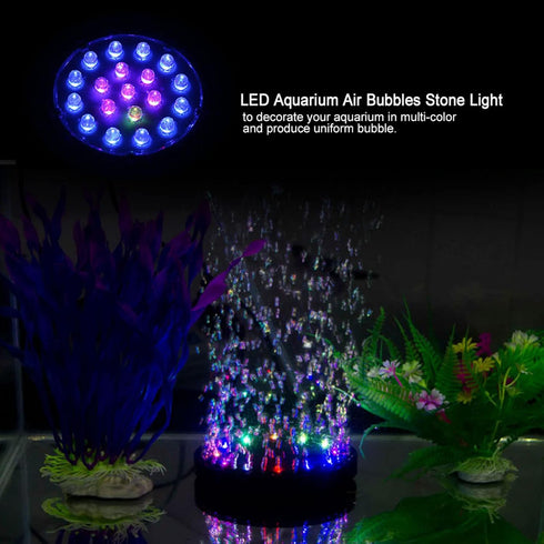 LED Aquarium Air Light Control - Changing Lamp for Fish Tank Bubbler, US Plug 100-240V