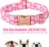 Adjustable Cotton Dog Collar for Large Dogs, Cute Boy Girl Collars with Metal Buckle, Pink Daisy (L)