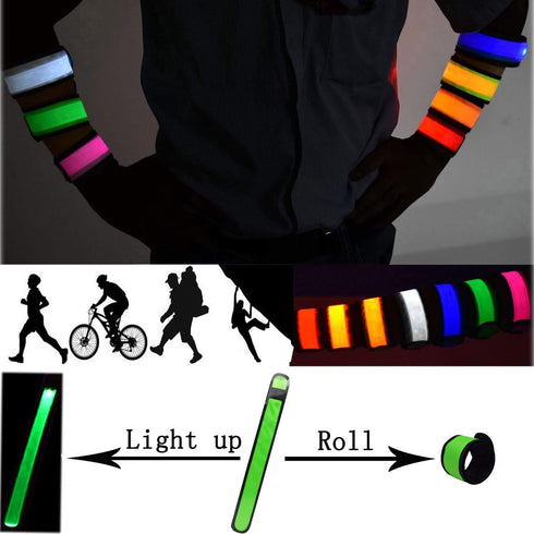 LED Glow Slap Bracelets - Light Up Wristbands for High Visibility Safety Gear, Fits Women Men