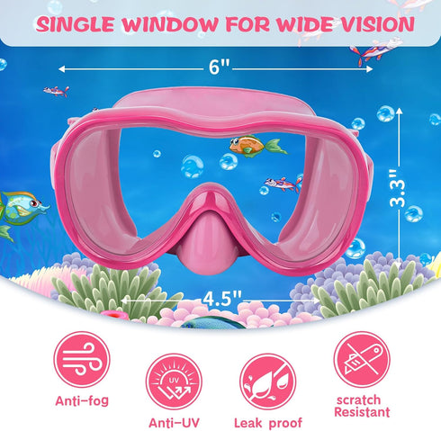 Kids Swim Goggles with Nose Cover, Diving Mask and Mesh Bag with Ear Plugs