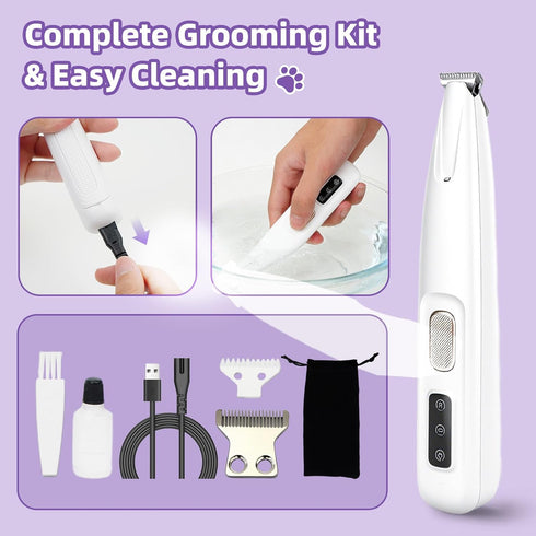 Generic Trimmer Dog Paw with LED Light, Ultra-Quiet Pet Hair Clippers for Small Areas, Cordless Dog Grooming Kit