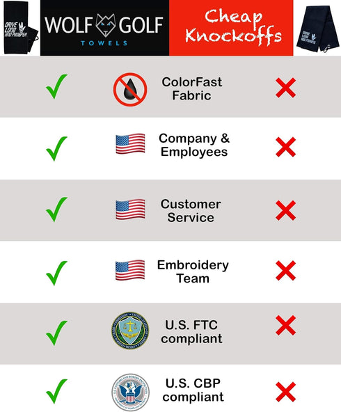 Wolf Golf Towels, Funny Golf Towel for Men or Women, Embroidered Golf Gifts with Clip, I Like Big Putts