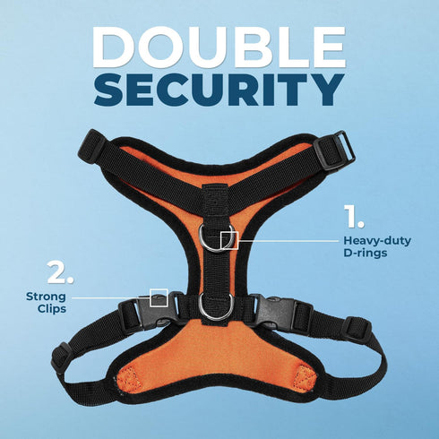 Voyager Step-in Lock Pet Harness - Adjustable All Weather Mesh Harness for Cats and Dogs, Orange/Black Trim, S
