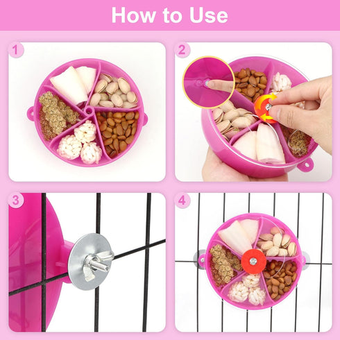 Bird Creative Foraging System Wheel, Seed Food Ball Rotate Training Toy for Small and Medium Parrots, Purple