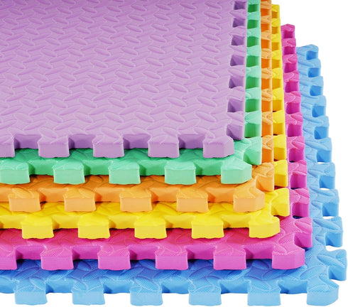 24x24 Inch BalanceFrom EVA Interlocking Foam Exercise Tile Mat Non-Slip Puzzle Flooring for Home Gym, Fitness Studio