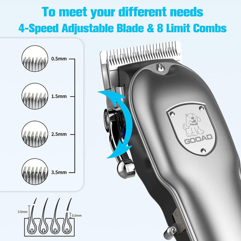Trimmer,Rechargeable Dog Clippers for Grooming for Heavy Thick Hair&Coats,Low Noise Dog Hair Cordless Pet Shaver