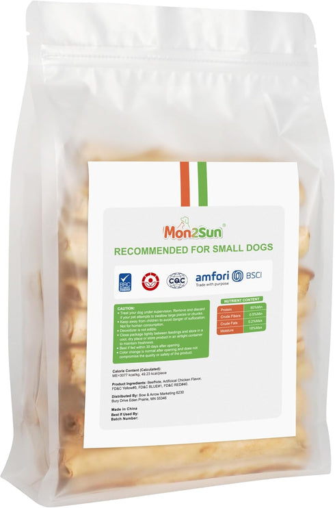 MON2SUN 40 CountPack 1 Dog Rawhide Rolls Twist Sticks Chew Treats Chicken Flavor for Puppy and Small Dogs
