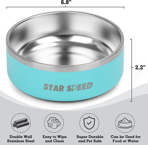 42oz Stainless Steel Dog Bowls with Rubber Bottom Non-Slip Double Wall Metal Outdoor Dog Food and Water Bowls Weighted Insulated Pet Feeding Bowl for Small,Medium Sized Dogs or Cats