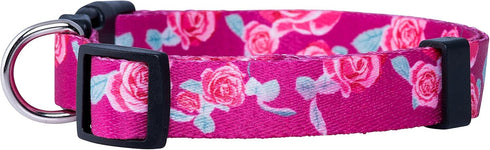 Native Pup Flower Dog Collar, Adjustable Small, Cute Pink Floral Blue Daisy Rose, Summer Spring Essentials