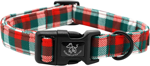 Elegant Christmas Dog Collar, Red Plaid Adjustable Collar for Medium Dogs, Holiday Gift for Pets