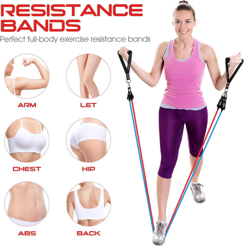 RENRANRING Resistance Bands for Working Out, 150LBS Set with Handles, Ankle Straps for Muscle Training