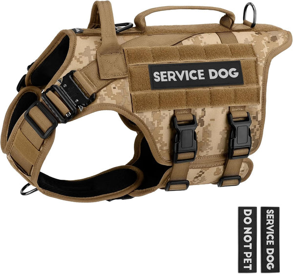 Tactical Dog Harness - PETNANNY Service Dog Vest for Large Breed, MOLLE Vest with Handle for Walking, Hiking, Training