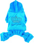 Pet Clothes SMALLLEE_LUCKY_STORE for Small Dog Cat, Soft Velvet Crown Jumpsuit Coat Hoodie Pajamas Tracksuit Blue M
