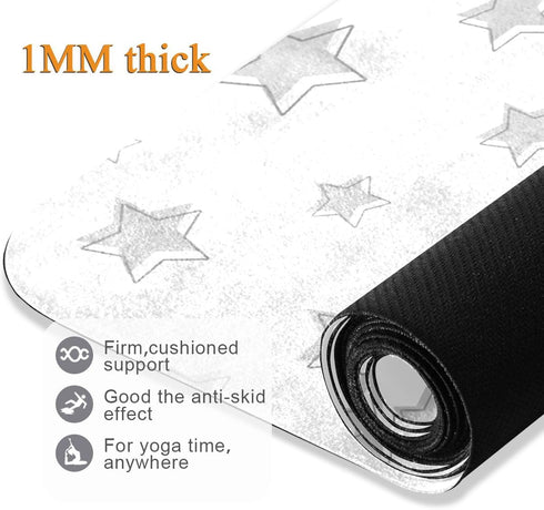 HXshaoye 71x26 inches 1 MM Handdraw Stars Baby Gray nonslip yoga mat for home printed, natural rubber non slip