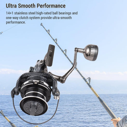 Lixada Fishing Reels Spinning Reel, Long Casting Snake Pattern, 14+1 High Speed Gear Ratio for Saltwater/Freshwater
