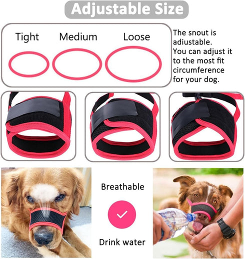 LUCKYPAW Dog Muzzle, Anti Biting Barking Chewing, Comfortable Mesh Soft Fabric, Adjustable Strap for Small Medium Large
