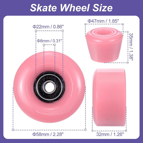 PATIKIL 8 Pack Roller Skate Wheels, 58mmx32mm Quad Wheels with ABEC-9 Bearing, 82A PU & 2 Toe Stoppers