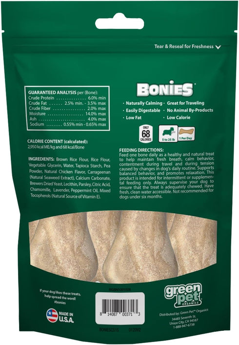Bonies Natural Calming Formula - Small-Sized Single Bone with Chamomile & Lavender, Helps Anxiety, 15 Bones