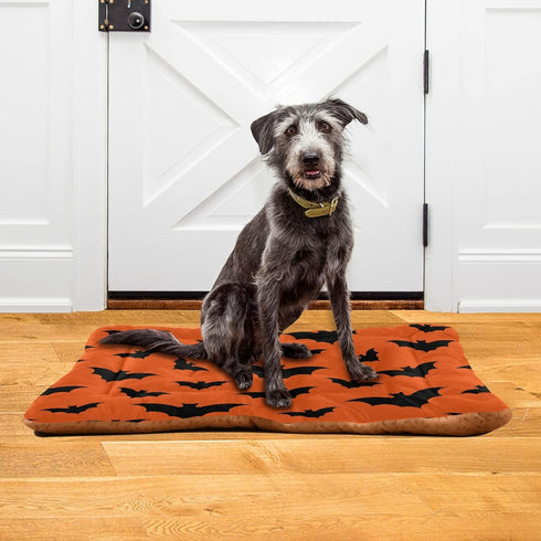 Happy Halloween Dog Bed Mat - Ultra Soft Pet Bed Mattress for Small Dog Puppy Cat Kitten, Anti-Slip Washable, Orange