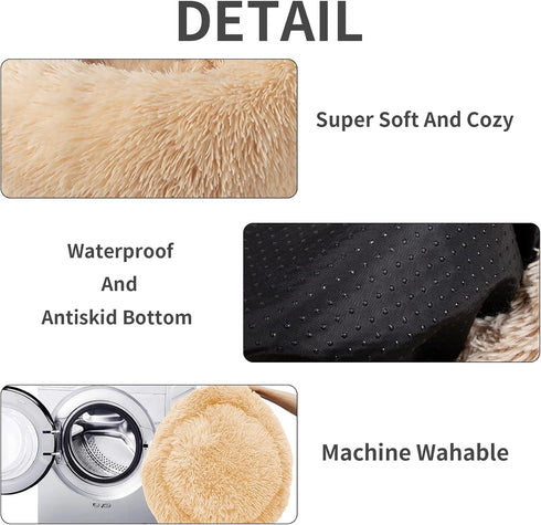 Nisrada Cat Beds for Indoor Cats, 20 Inch Dog Bed for Small Medium Large Dogs, Washable Round Pet Bed for Puppy and