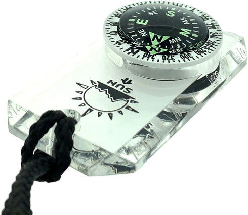 Sun Company MiniComp II - Mini Orienteering Compass with Rotating Bezel, Easy-to-Read Zipper Pull
