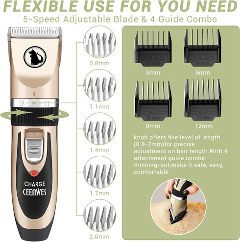 Trimmer Trimmer Ceenwes Dog Clippers Low Noise Pet Clippers Rechargeable Cordless Grooming Tool Professional Dog Hair