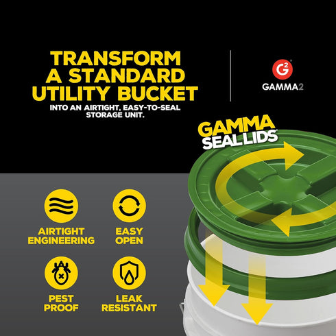 GAMMA2 Gamma Seal Lid for Pet Food Storage, Fits 3.5, 5, 6, & 7 Gallon Buckets