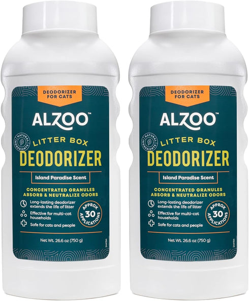 Cat Litter Deodorizer, Pack of 2, Concentrated Granules Absorb & Neutralize Odors, 100% Plant-Based, Island Paradise