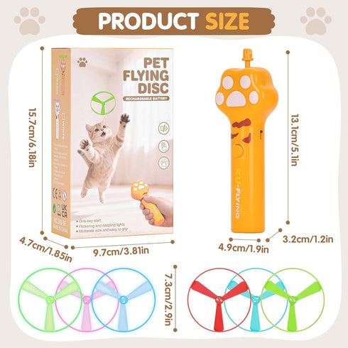 AGIFTMIND 6 Cat Fetch Toy, Rechargeable Flying Disc Launcher with Flying Discs, Cat Interactive Hunting Toys