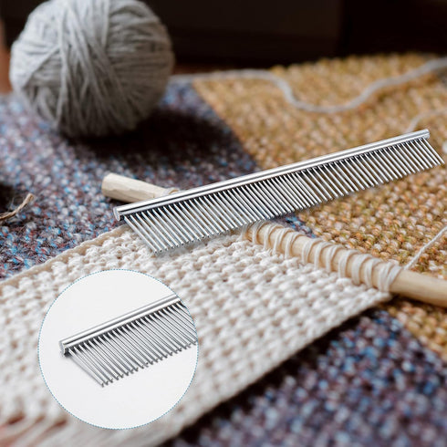 2 Pieces Macrame Comb Set - Stainless Steel Metal Combs for Dog Cat Grooming, Macrame Brush Supplies (Silver)