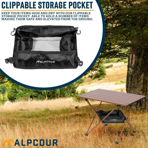 Backpacking, Alpcour Portable Camping Table Lightweight, Compact Folding Side Table in a Bag with Aluminum Top & Heavy