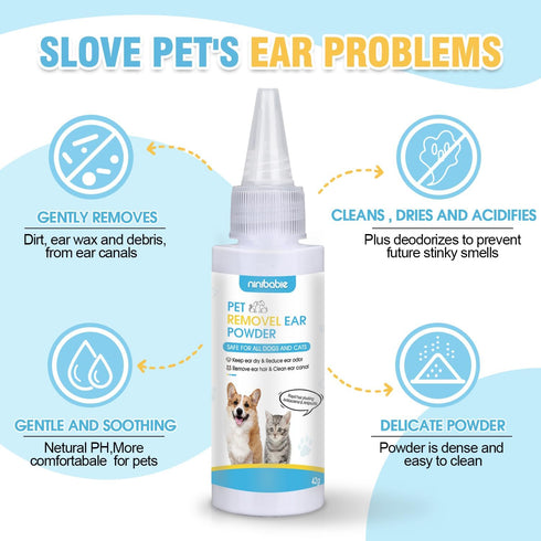 (42g) Dog Ear Care Kit - Professional Ear Powder for Hair Removal with Grooming Hemostat - Effective Solution
