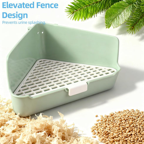 Dmnnlp 10" 10" 7" Large Rabbit Litter Box x x with Broom & Grooming Kit, Low-Entry Corner Toilet Pan for Potty Training
