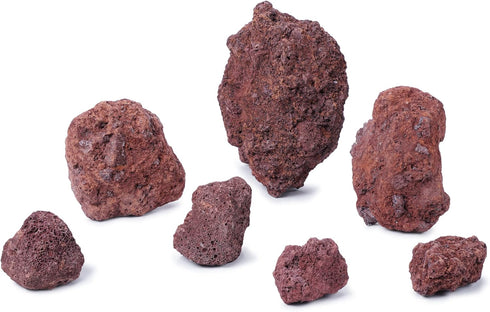 LANDEN Red Lava Stones, 16lbs, 3~10 inch, 11pcs for Aquascaping Terrariums, Reptile Enclosures, Fish Tank Decoration