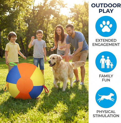 Generic 10/18/22" Herding Ball for Dogs & Horses - Tear-Resistant Inflatable Toy with Heavy-Duty Handle Cover & Pump