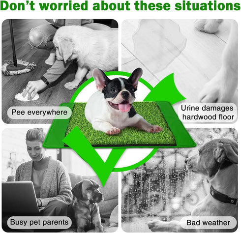 2025", Annexfun Dog Grass Mat with Pee Pad Small Dog Litter Box Indoor Artificial Turf Grass Porch Waterproof Patio