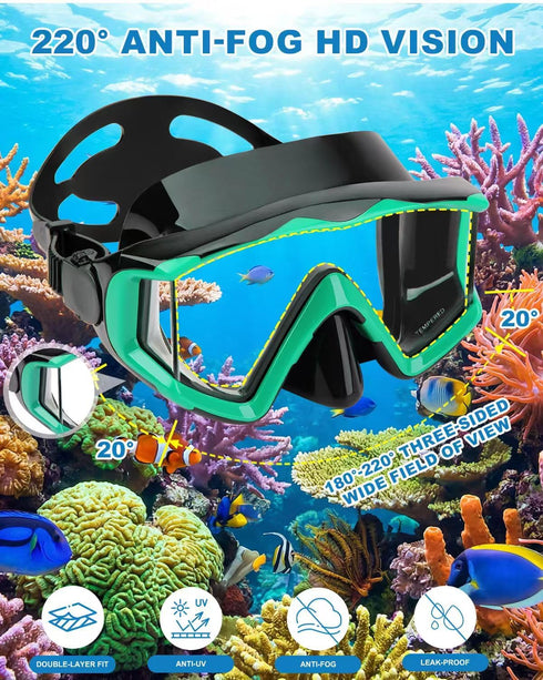 AQUA A DIVE SPORTS Set, Swimming Snorkeling Gear for Adults Youth Kids, Snorkel Mask Diving Mask Scuba Snorkle, Goggles