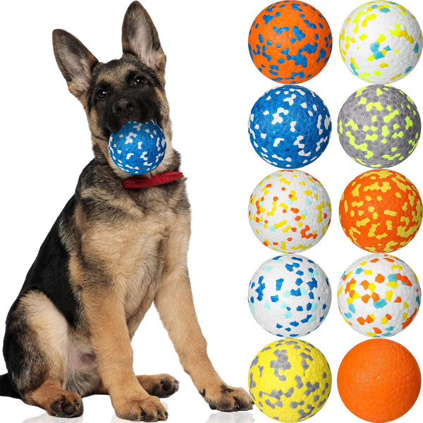 Lenwen 10 Pcs Dog Toy Ball for Aggressive Chewers - Interactive Bouncy Floating Rubber Ball for Large, Medium, Small