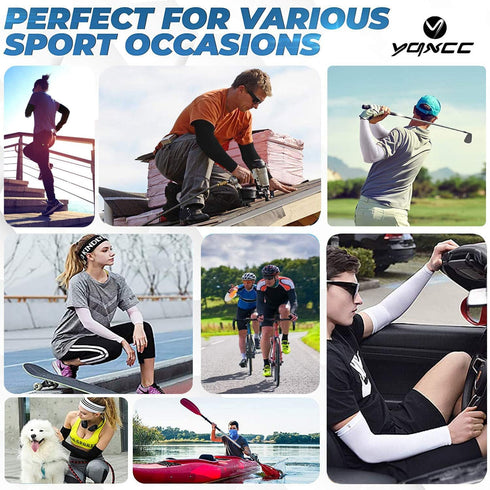 YQXCC 4 Pairs Arm Sleeves for Men Women, UPF 50 Cooling UV Sun Protection Sports Compression Sleeves