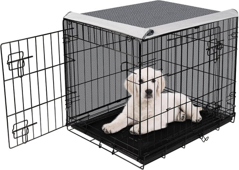 Dog Crate Cover for 24 Inch Wire Cages - Breathable Polyester Indoor Kennel Cover, Machine Wash & Dry, Double Door