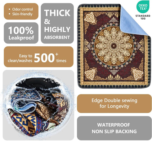 2 Pack 48"x48" Qeils Washable Pee Pads, Reusable Puppy Pads Super Absorbent Leakproof Dog Training Pads, Non-Slip Wee