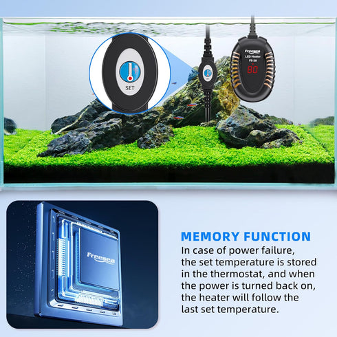 FREESEA 100W Aquarium Fish Tank Heater: Small Submersible Turtle Heater with Adjustable Temperature Controller for