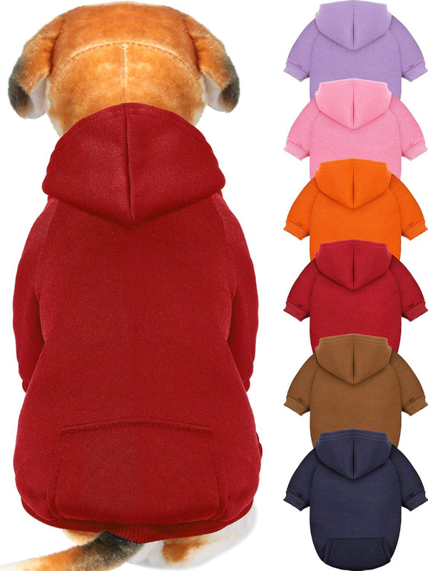 6 Pieces Dog Hoodie Sweaters with Hat - Warm Winter Clothes for Small Dogs Chihuahua (XXS)