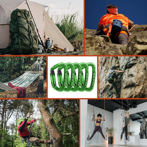UIAA Certified Heavy Duty Large Locking Carabiner Clips - 25kN Auto Locking for Climbing and Rappelling