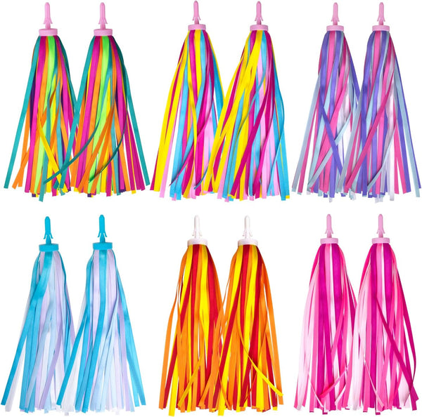 Kid's Bike Streamers, Colorful Bicycle Handlebar Tassels, Ribbon Streamers for Bike Decorations, Scooter Tricycle