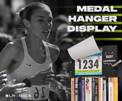 50 40 BLAUBECK Medal Hanger Display for Runners, Marathon Medal Holder Display Wall Hanger and Race Bib Boards Holder
